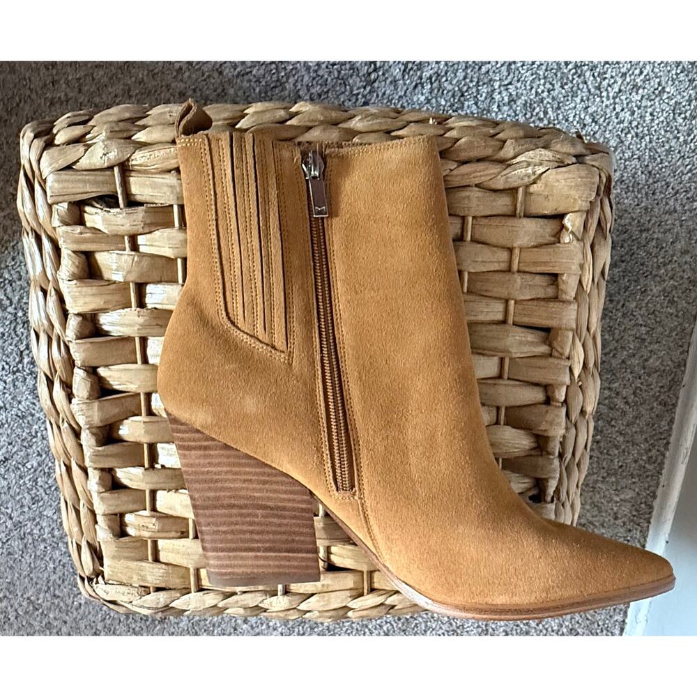 Marc Fisher LTD Mariel Heeled Western Booties Tan Suede 11M - Picture 2 of 15
